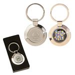 KST11201 Sterling Silver Plated Circle Keyring With Custom Imprint